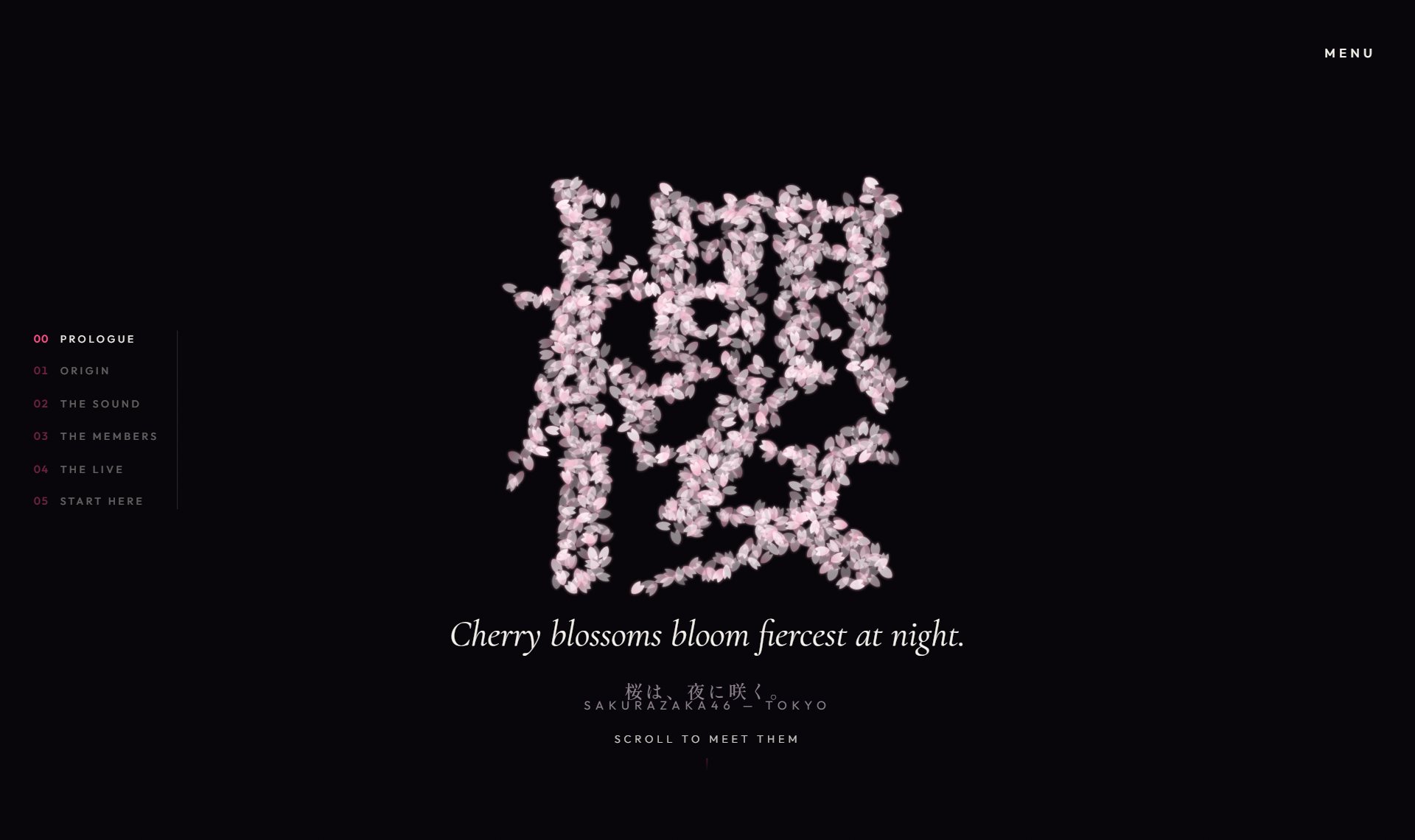櫻坂46 NIGHT BLOOM プロモーションサイトのスクリーンショット